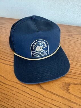 Poncho Outdoors Navy Patch Trucker Cap with Tan Rope